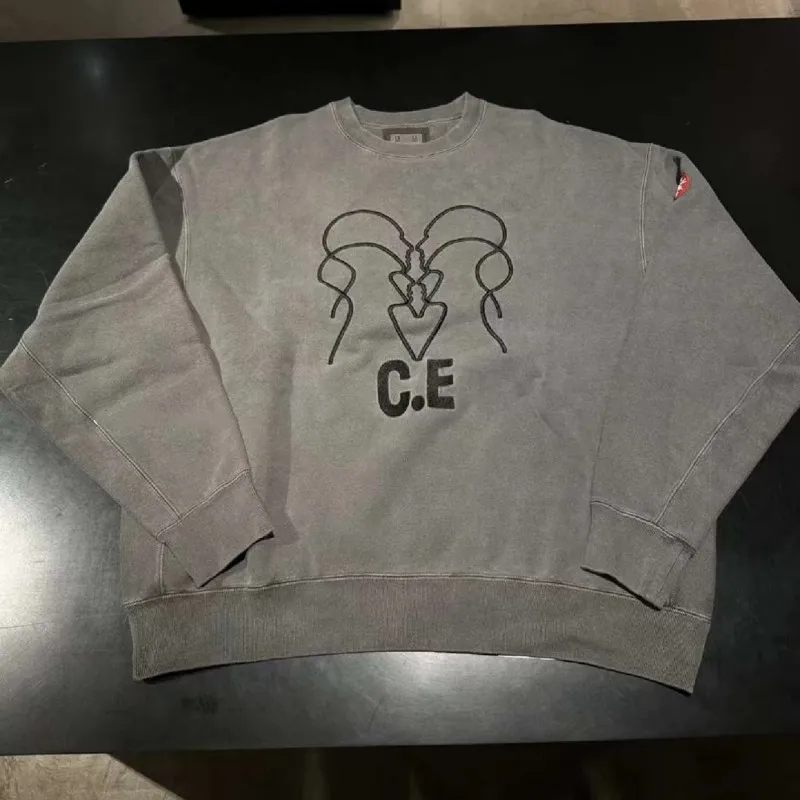 

Высококачественные хлопковые свитшоты CAVEMPT из плотного материала, с эффектом ретро-стирации, с вышивкой в виде двойной стрелки и надписи, пуловеры для мужчин и женщин