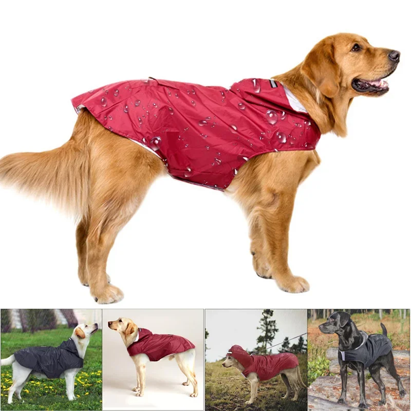 Cão capa de chuva impermeável casaco com capuz reflexivo ao ar livre cães capa de chuva para pequeno cão pet suprimentos