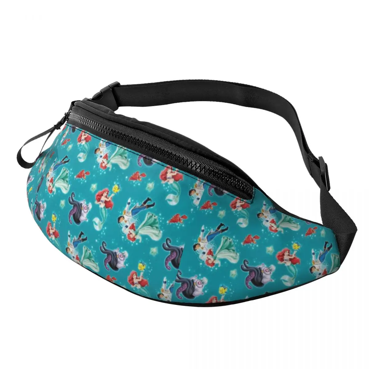 Custom Ariel And Eric Fanny Pack Men Women The Little Mermaid Crossbody Waist Bag for Traveling Phone Money Pouch