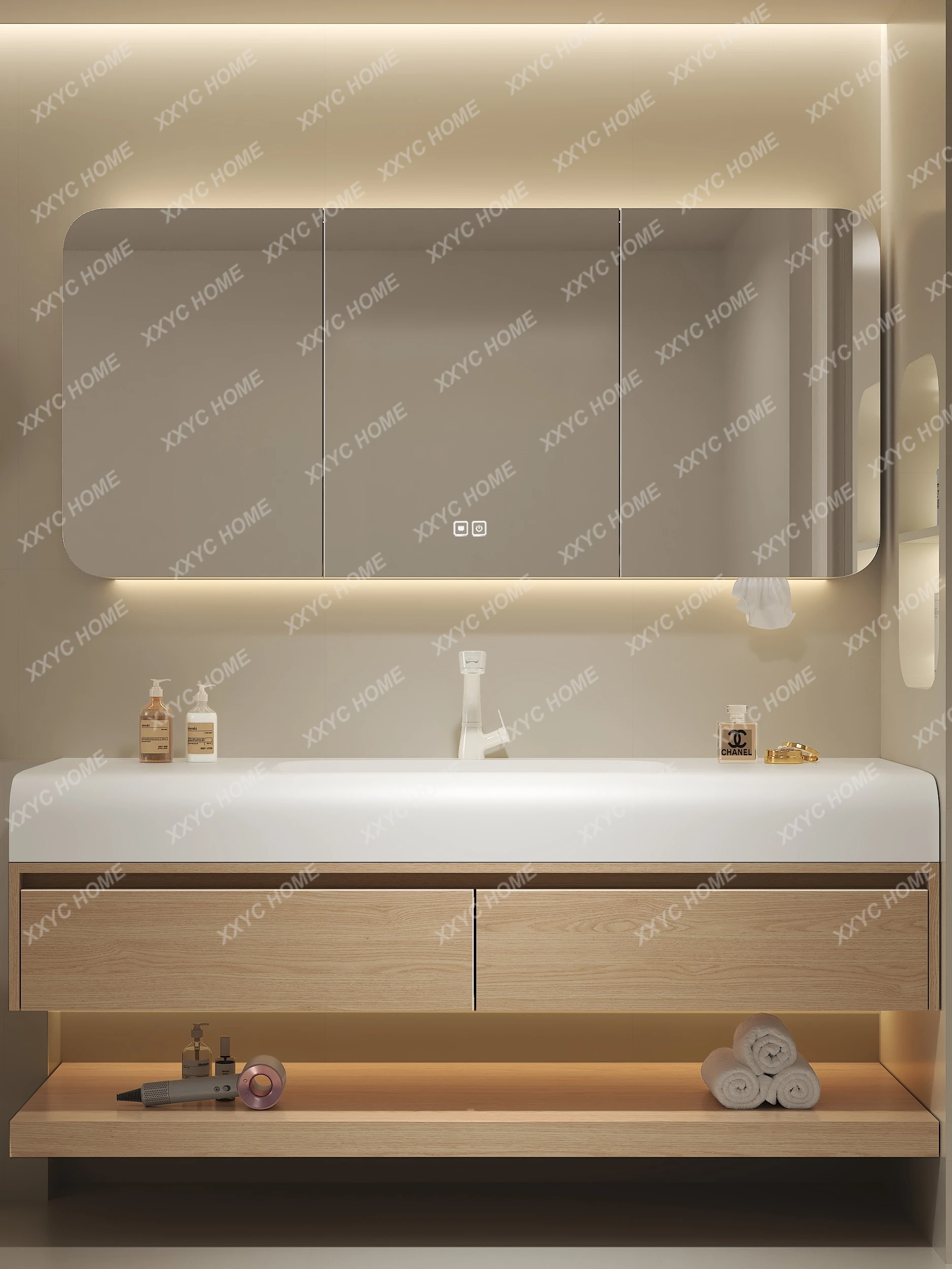 

Bathroom Cabinet Combination Simple Modern Log Style Hand Washing Washbasin Cabinet Washstand