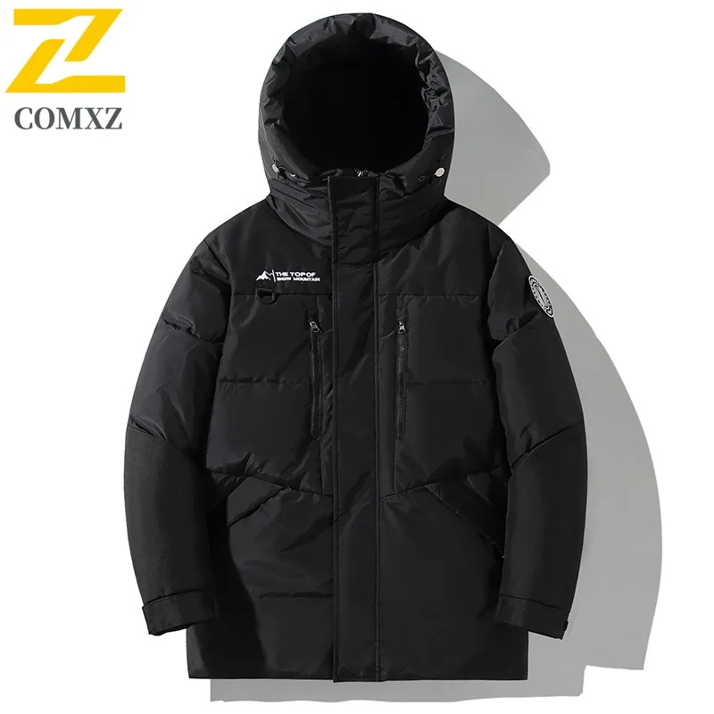 COMXZ ​Men's Winter Detachable Sleeves Jacket Hooded Windproof Puffer Coat Convertible Vest Thickened Parka Workwear​ 2025