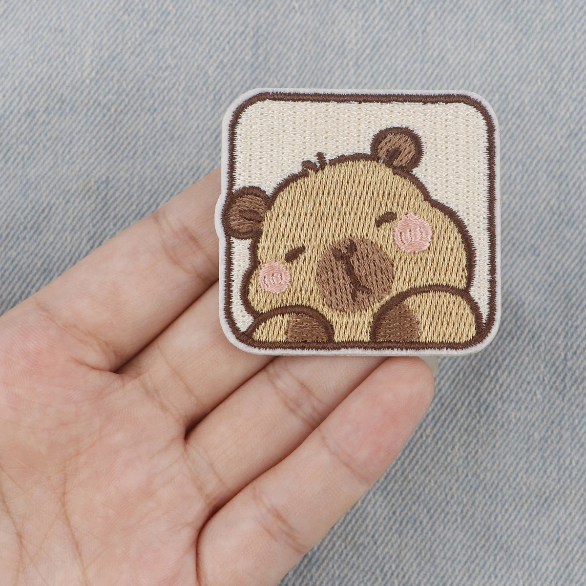 Kawaii capybara แผ่นปะติดด้วยการเย็บปะติดเสื้อแจ็กเก็ตแผ่นเหล็กปักลายแบบ DIY