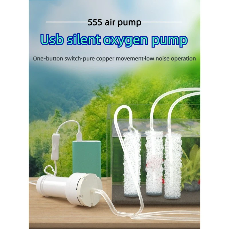 555 USB Air Pump High Flow, Oxygen Pump for Fish Tank, Fishing, Aquarium, Emergency Backup