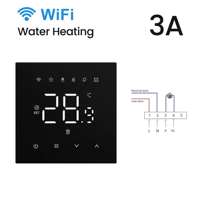 AVATTO Tuya WiFi slimme thermostaat, elektrische verwarming/waterverwarming/watergasboiler, werken met Alexa Google Home