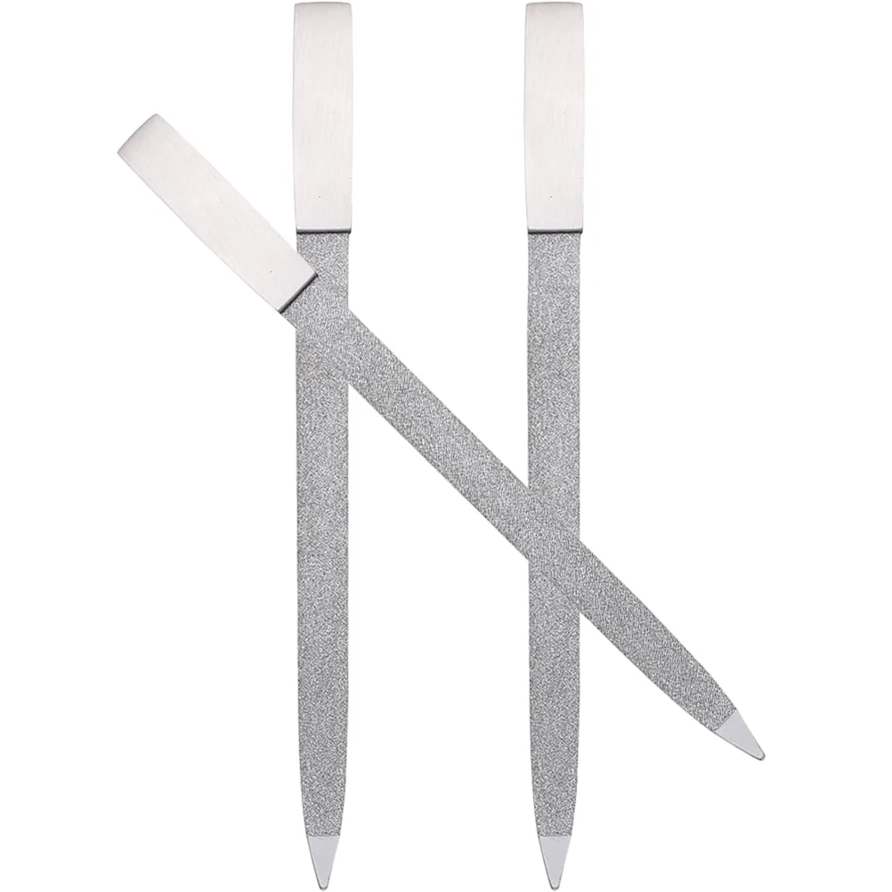3 Pcs Double Sided Nail File Tools for Manicure Files Care Salon Metal Fingernail Stainless Steel Natural Nails