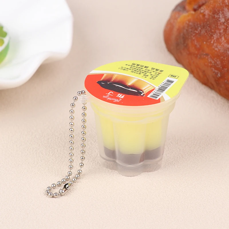 Novelty Pudding Pendant Food Play Reduce Pressure Keychain