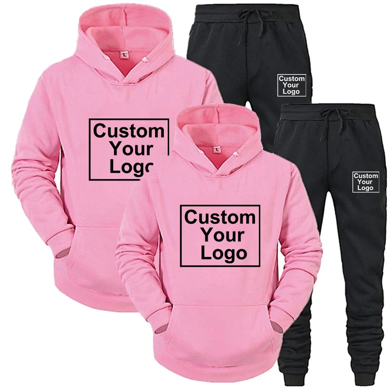 Customized logo for men and women ashionable printed sports hoodie long pants jogging set sportswear couple set plus size S-4XL