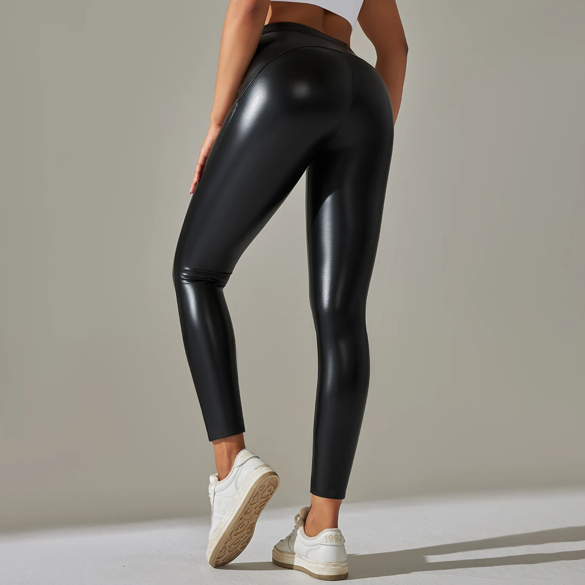 Women Black Pu Leather Leggings High Waist Leather Sexy Leggings Trousers Women Thick Stretch Pantalon Mujer