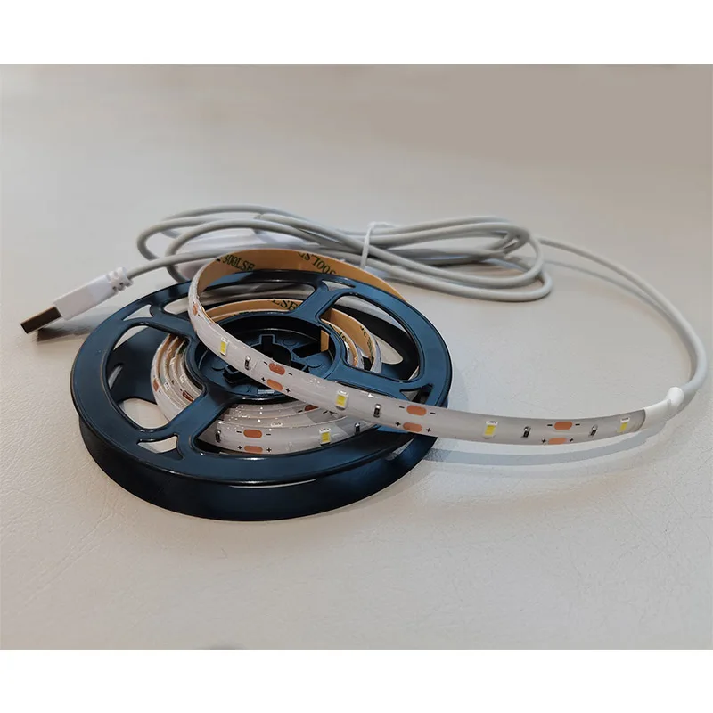 5V USB LED Light Strip White with Button Switch White LED Strip Light for Home Warm Background Lights