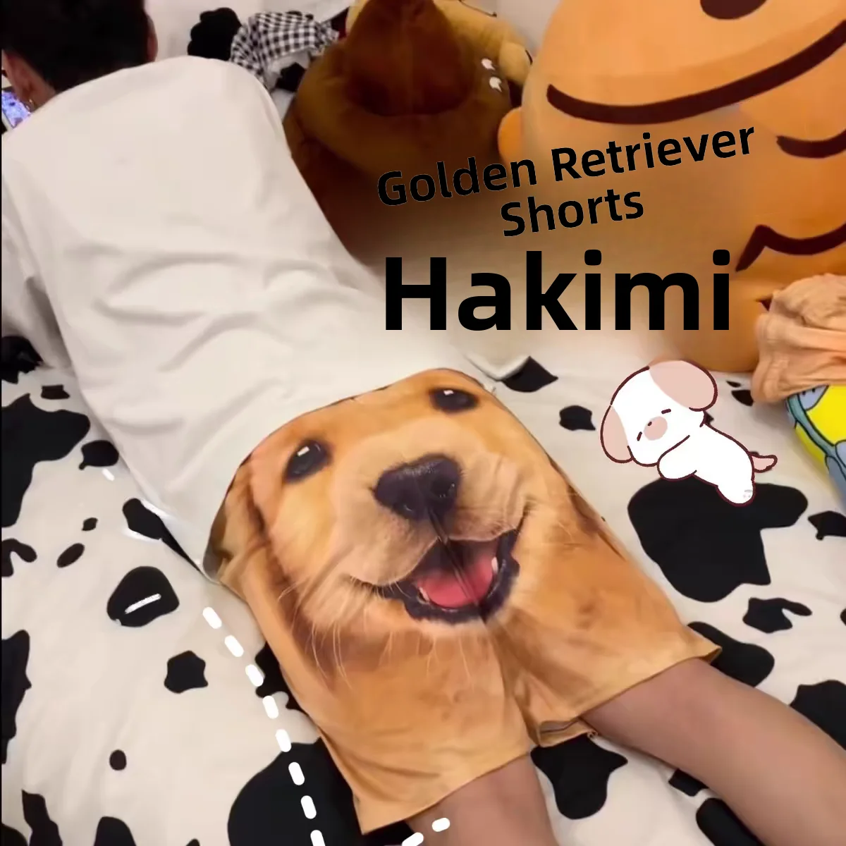 

Gold Retriever orts Casual Sports Beach Pants Men's Loose Fit Breathable Youthful Sle Cartoon Print mid Waist Five Inch