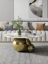 Designer Gold Black Center Table Living Room Furniture Stainless Steel Base Home Impact Space Marble Modern Coffee Table Round