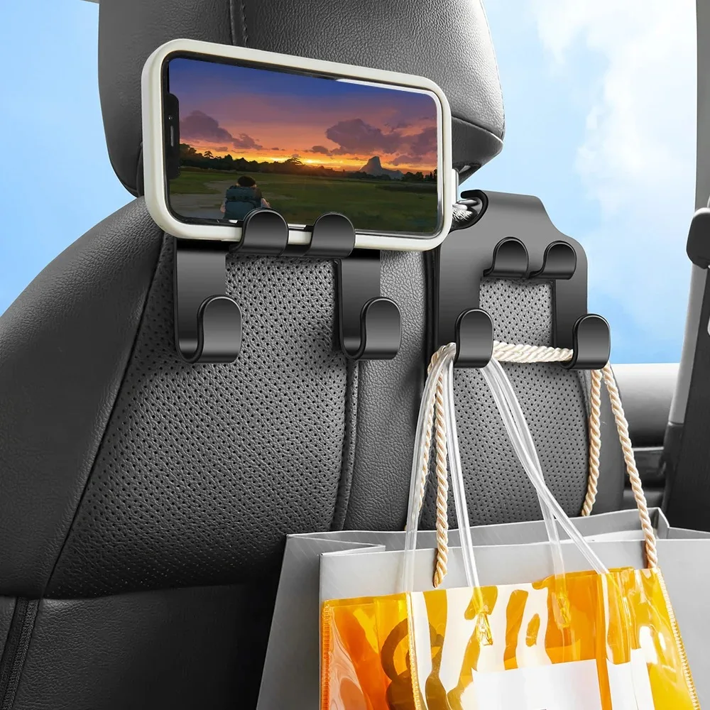 Mobile Phone Holder Car Back Seat Hook Hanging Storage Lazy Rear Seat Phone Stand Headrest Bracket For iPhone Samsung All Phone