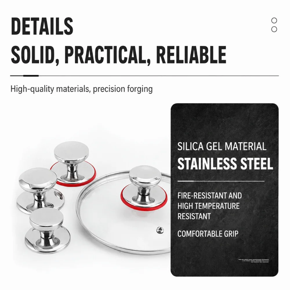 Stainless Steel Pot Lid Knob Universal Heat Resistant Pot Lid Top Anti-scald High Temperature Resistant Cookware Fitting