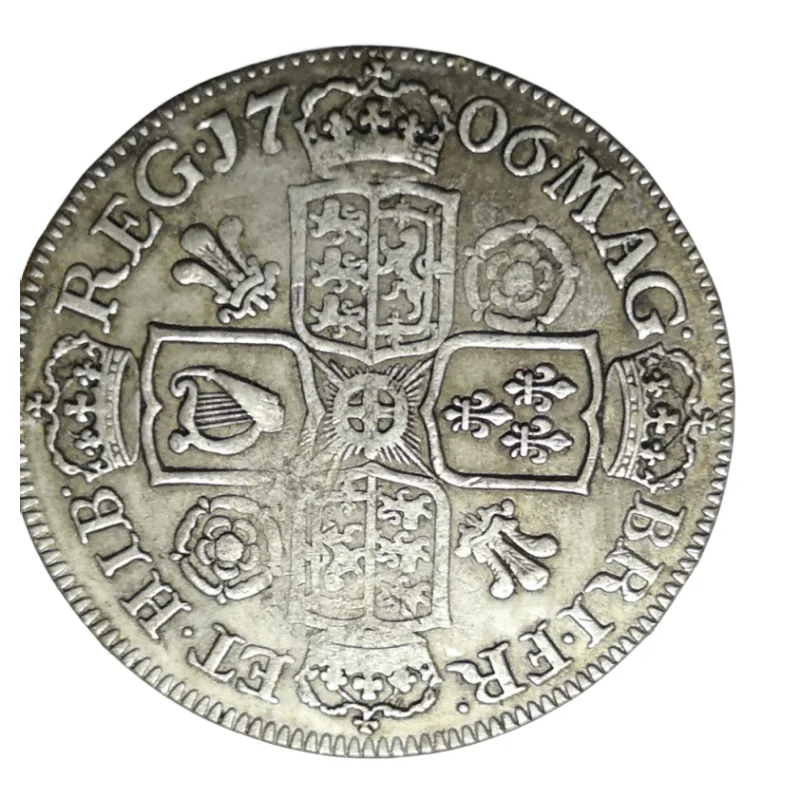 

1706 England 1 Crown-Anne Pre-Union Silver Plated Copy Coin