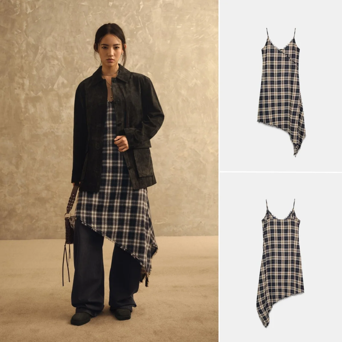 Autunno Inverno Nuove donne Beach Vaion Sle Strato con frange V Ne Plaid asimmetrico Dr Gonna da fata da donna Vestibilità ampia Ci...