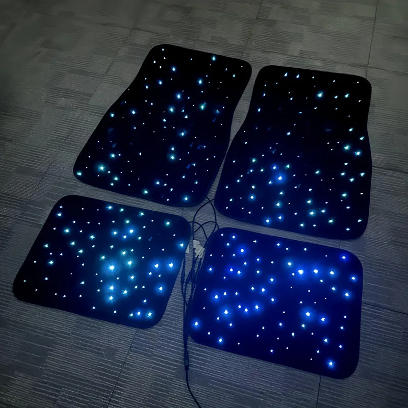 Fiber Optic Twinkle Stars Car Mats Star light LED Rugs With APP Remote Control 4PCS/Set For Car Decoration Souvenir