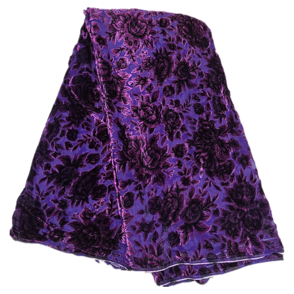 

Floral Silk Velvet Fabric For Women Dress, Real Silk Burnt-Out Velvet Fabric, High Quality, 5 meters