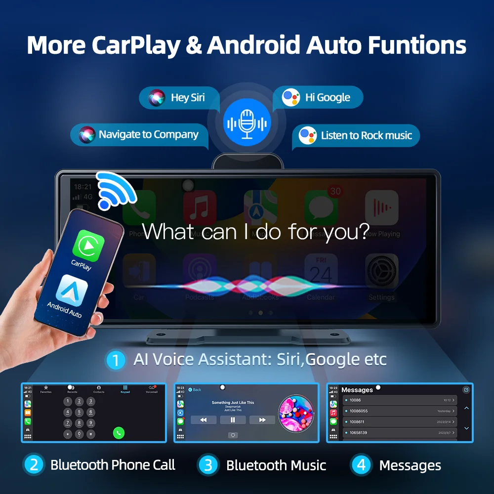 كاميرا Imagebon H9 X 10.26 بوصة 4K Dash Cam 2K كاميرا مرآة الرؤية الخلفية اللاسلكية CarPlay وAndroid Auto GPS Navigation AI Voice Car DVR #5