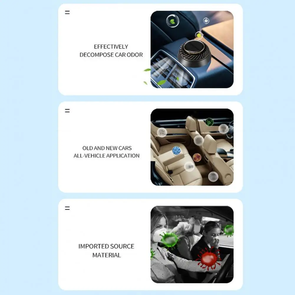 Space-saving Car Device Solar Car Air Freshener Diffuser Automatic Rotatable Aromatherapy Ornament Long-lasting Air Purifying