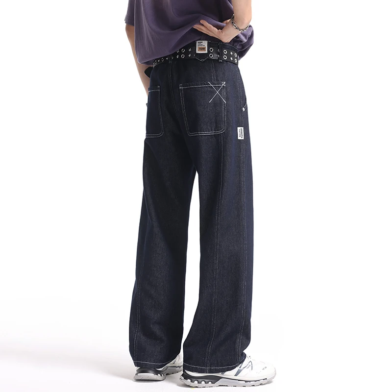 

Men's Wide Leg Retro Denim Pants Spring Summer Streewear Y2K New Jeans Baggy Blue Hip-Hop Fashion Youth Straight Jeans Versatile