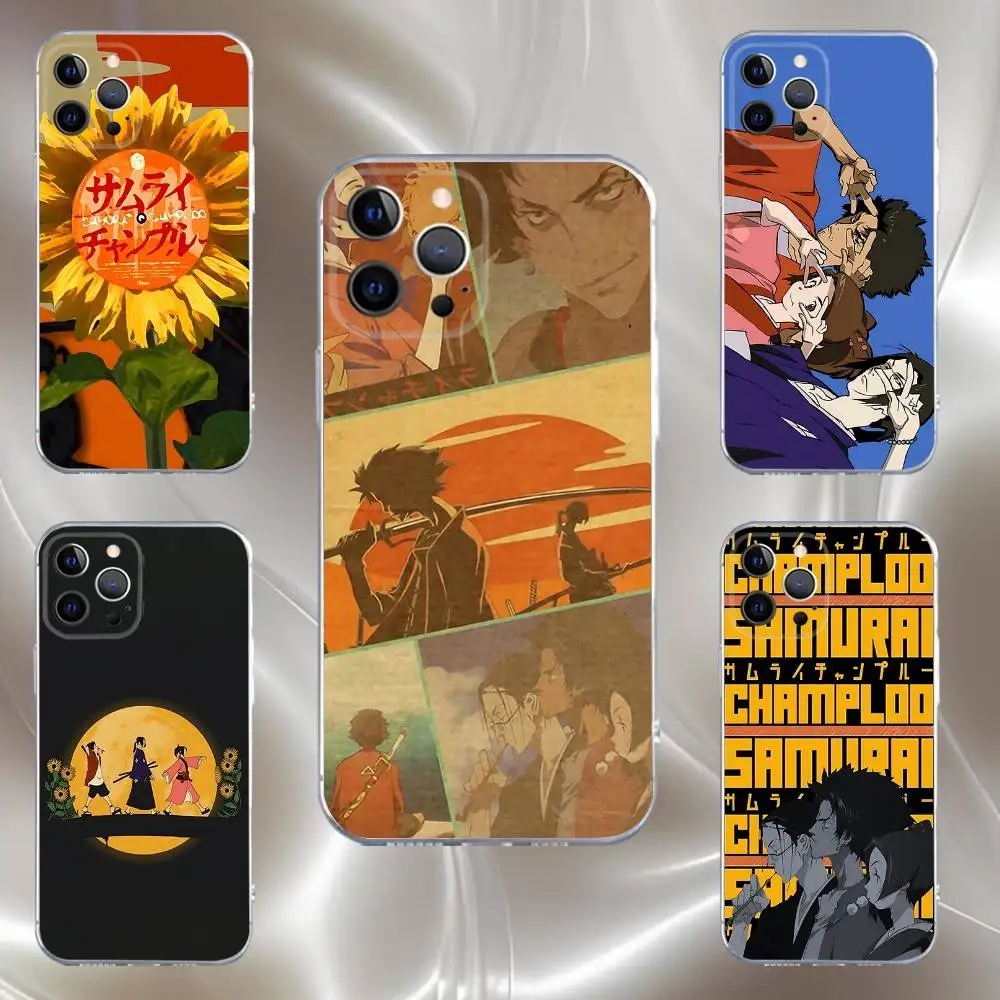 

S-Samurai C-Champloo Anime Phone Case For iPhone 16,15,14,13,12,11 Pro,Max,Plus,X,XS,XR,SE,Mini Transparent Silicone Soft
