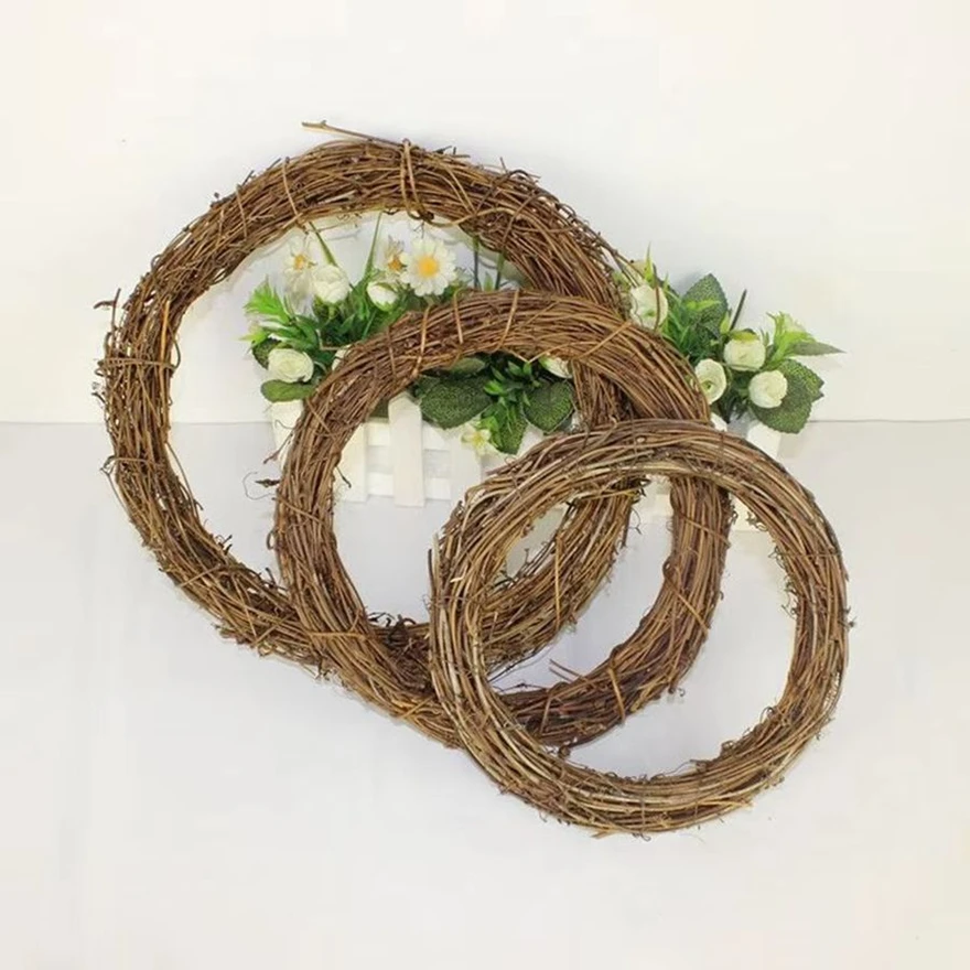 10cm/15cm/20cm Artificial Rattan Frame Home wedding Christmas party Outdoor Garden Decor DIY Bride Wreath Door hanging accessory 4