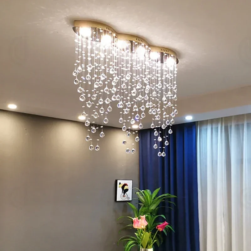 Luxury Pendant Crystal 2024 Ceiling Chandeliers Home LED Lighting Fixture Long Hanging Lamp for Living Room Lustre Dining  Table