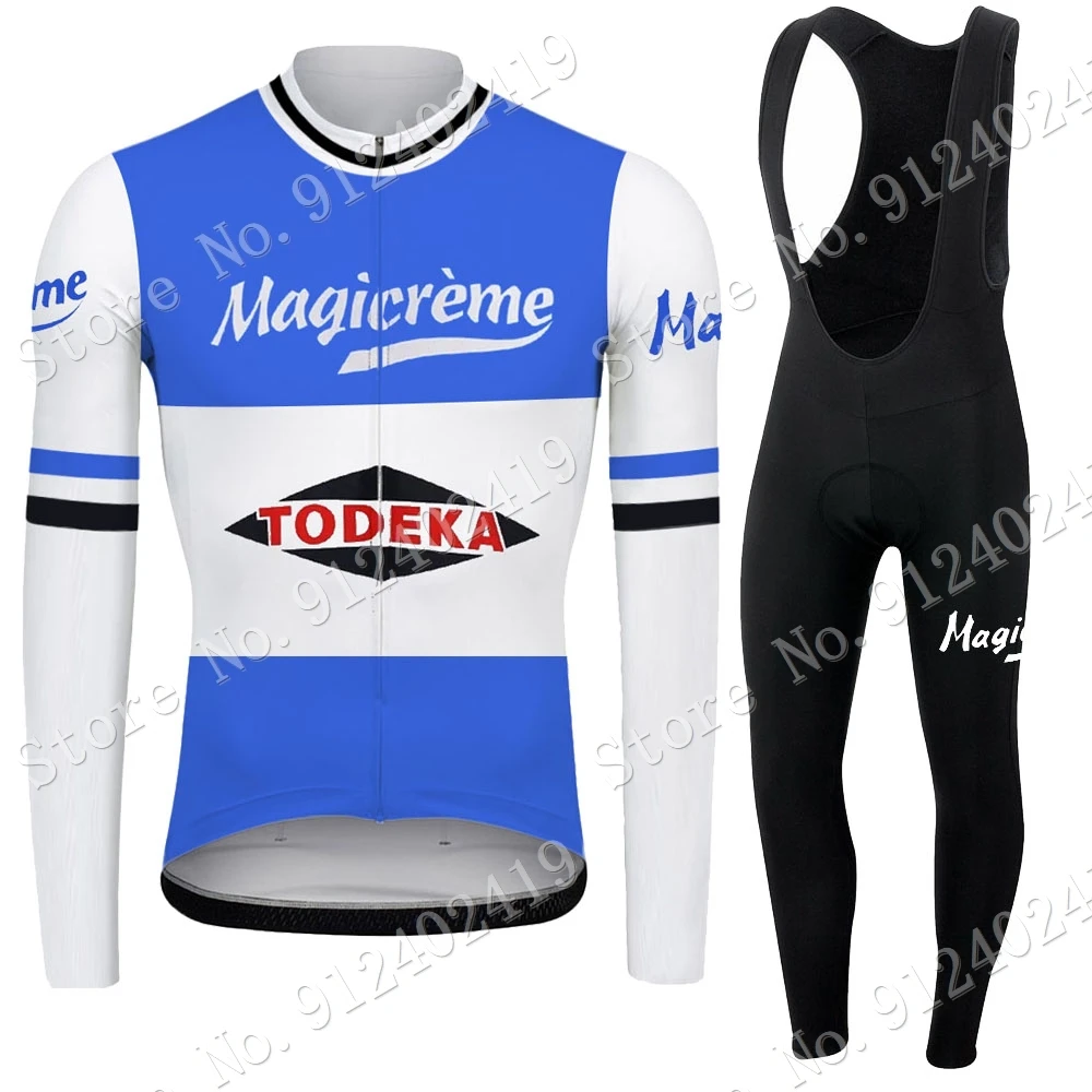 Cycling Jersey Magicreme Set 2023 Men Retro Cycling Clothing Long Sleeve Road Bike Suit Bicycle Tops Pants Bib Fietskleding