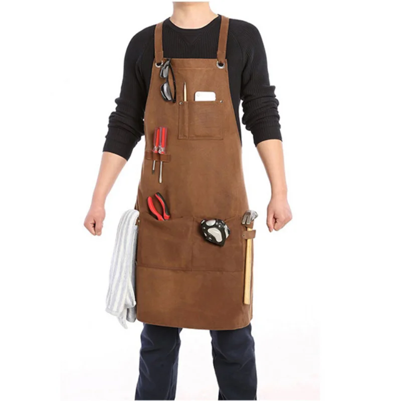 

Thick Canvas Apron Retro American Outdoor Camping Wear-resistant Stain-resistant Picnic Gardener Carpentry Overalls Woker Apron