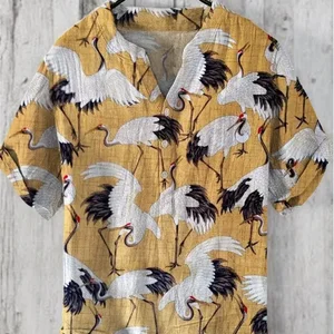 Camisa havaiana estampada Santa Fé masculina, camisas casuais na moda para férias, transfronteiriça, fabricante comercial, nova, verão 10 principais vendas camisa de santa fe - №3