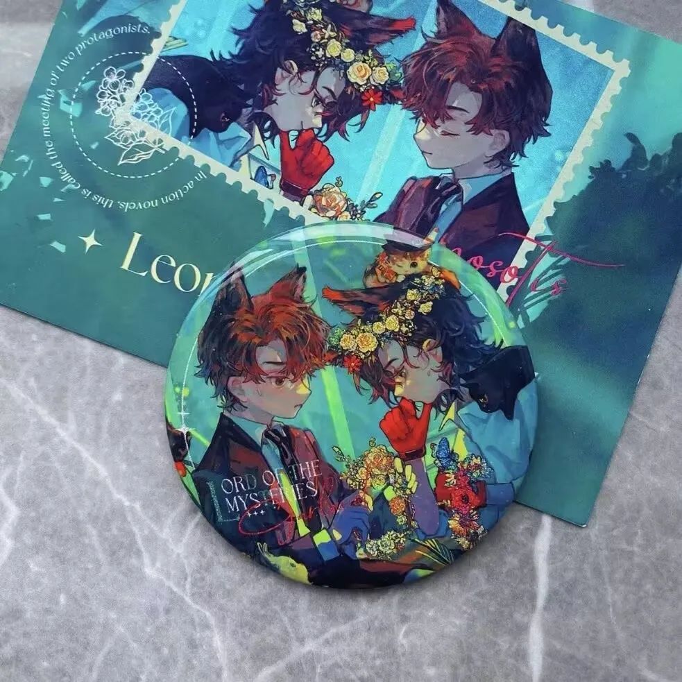 『ミステリアスマスター』バジ「水の月光の花、庭の夢のバラの花束」ブリキバジキビ周辺バッジブローチ