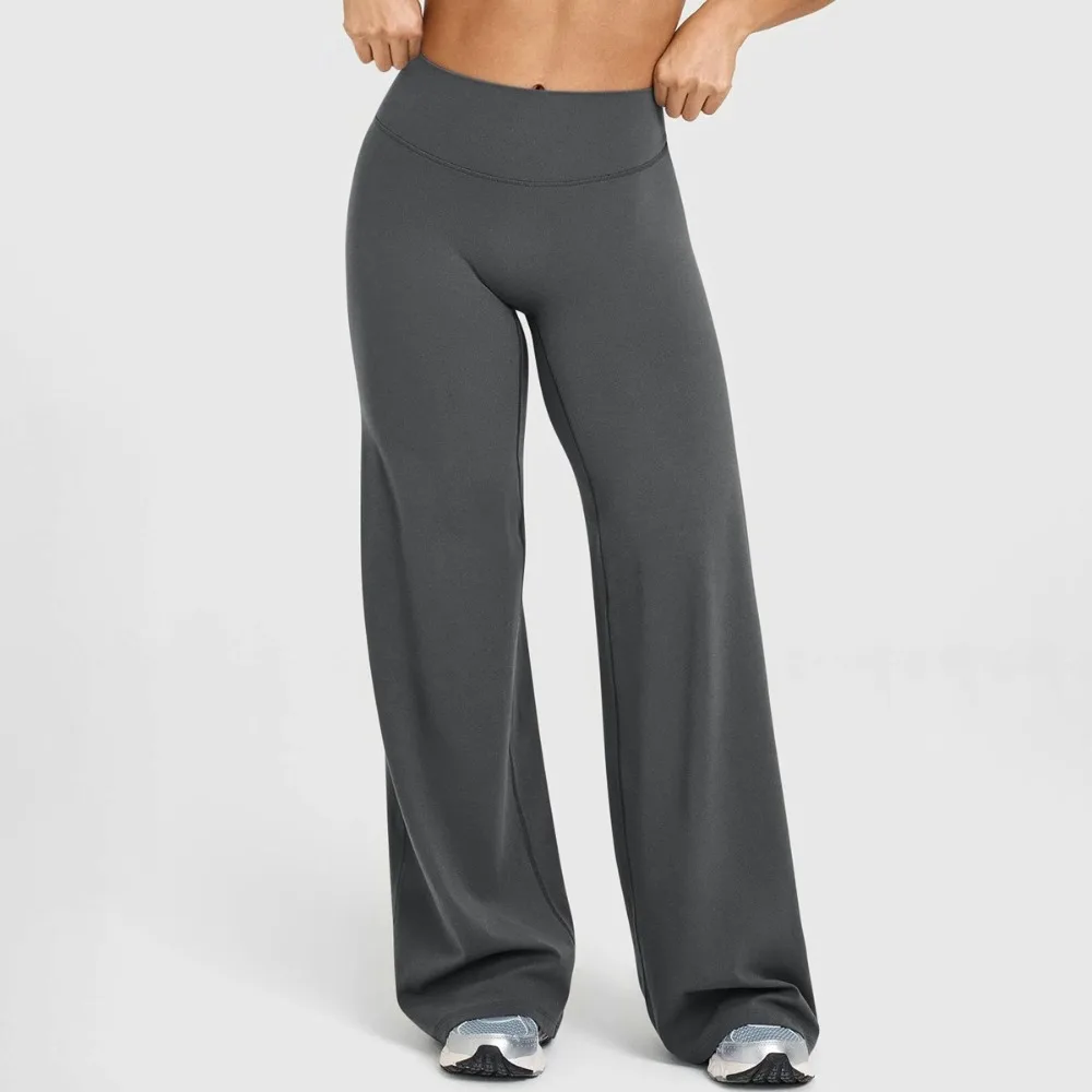 High Waist Straight-Leg Flare Yoga Pants For Women, No Front Seam Quick Dry Breathable Outdoor Casual Gym Workout Long Trousers