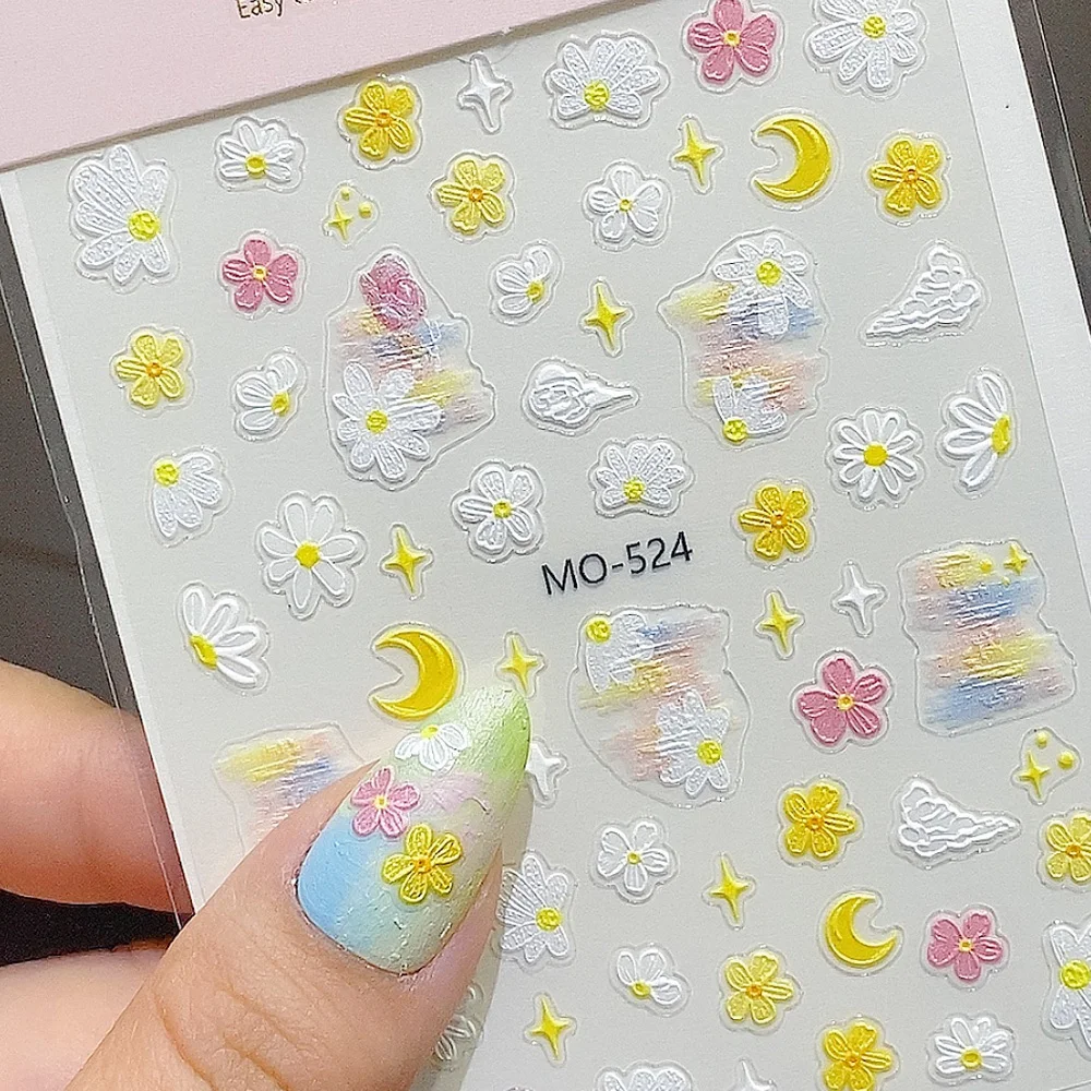 TSZS かわいいカラフルなかわいい猫ネイルステッカー自己粘着漫画猫夏の花自己粘着ネイルアートデカール