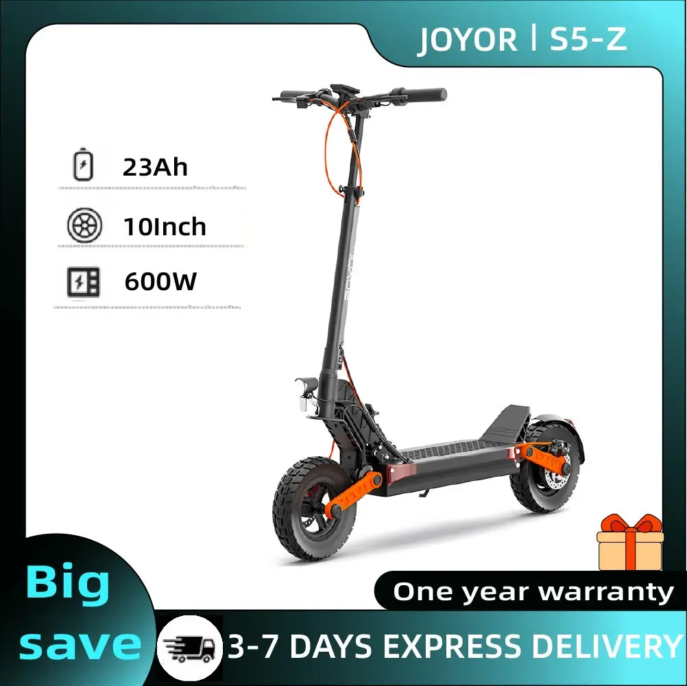 Trottinette électrique pour adultes JOYOR S5-Z, moteur 600W, trottinette électrique urbaine, pneus tout-terrain de 10 pouces, trottinette électrique pliable