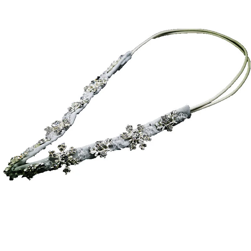 

new Wholesale fashion handmade snowflower alloy pedant elastic hairbands headband party hairband hair accessories-CVC