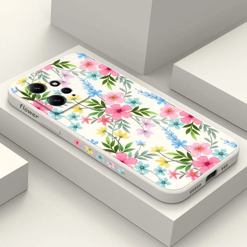 Floating Flowers Phone Case For Xiaomi Redmi Note 12 12S 11 11S 10 10T 10S 9 9S 8 7 Pro Plus 4G 5G Liquid Silicone Cover