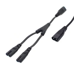 1PC IEC 320 C8 2Pin Male to 2 x C7 Female Y Split Power Cable About 28CM IEC 320 C7 to C8 extension cords C8 male to C7 female