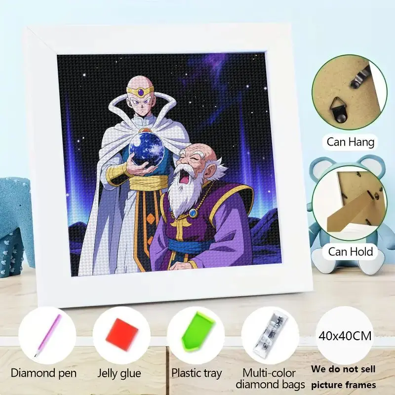 1 unidad de Kit de pintura de diamante DIY Dragon Ball Super 5D, Grand Priest Daishinkan Elder Kai Rou Kaioshin Anime Manga dibujos animados taladro completo