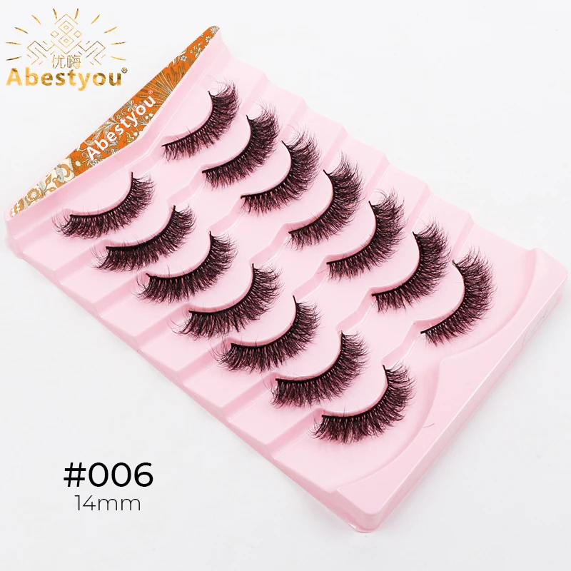 Abestyou Natuurlijke Look Zijde Lash 5d 7pairs 14mm Pluizige Lash Extension Korte Cluster Dikke Meesy Faux Nertsen Wimpers Sztuczne Rzesy