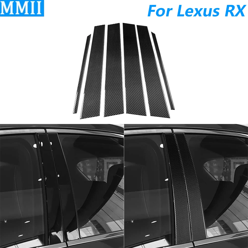 For Lexus RX RX300 RX350h RX500h 2023-2026 Carbon Fiber External Door B-pillar Panel Cover Decoration Car Accessories Sticker