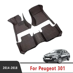 LHD Car Floor Mats For Peugeot 301 2021 2020 2019 2018 2017 2016 2015 2014 Auto Carpets Accessories Decoration Replacement Rugs