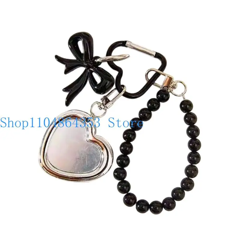 652F Trendiger Herzspiegel, Taschenanhänger, Schlüsselanhänger, Schmuck, Geschenk für Sie, tragbarer Make-up-Spiegel mit – Detail 4