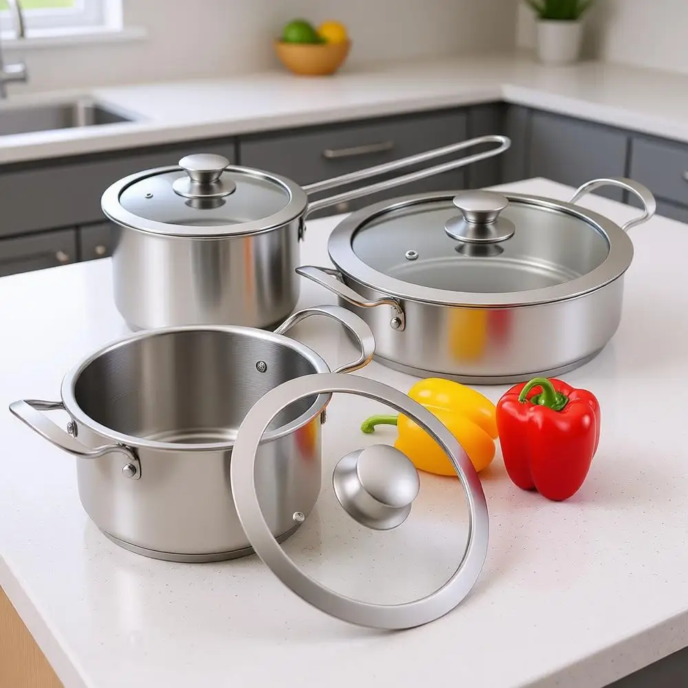 

Набор посуды из 6 предметов с антипригарным покрытием, совместимый с индукционными, электрическими и газовыми плитами