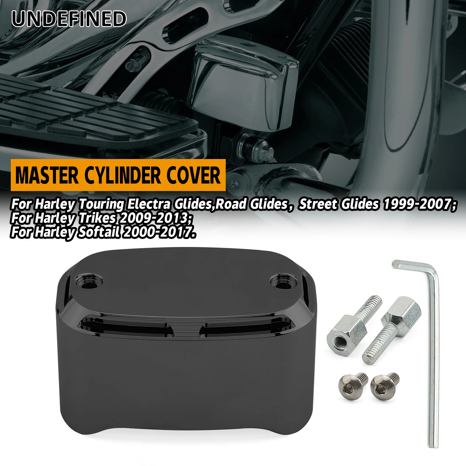 

Rear Brake Master Cylinder Cover for Harley Touring Electra Glide Road Glide Street Glide 99-07, Softail 00-17, Tri Glide 09-13