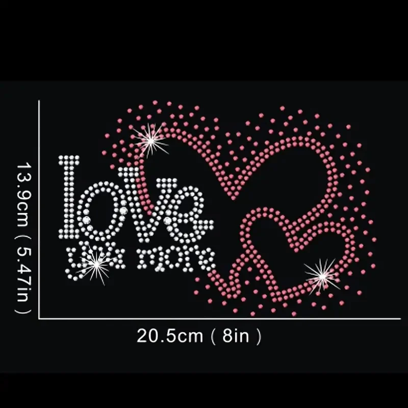 

Love Heart sticker rhinestones motif hot fix transfer design motif iron on applique patch for coat sweater shirt
