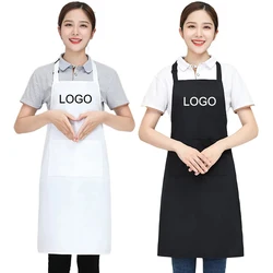 Customizable White Black Apron Customize Logo Personalized Apron Waterproof For Man Women Cooking Restaurant Waiter Work Clothes