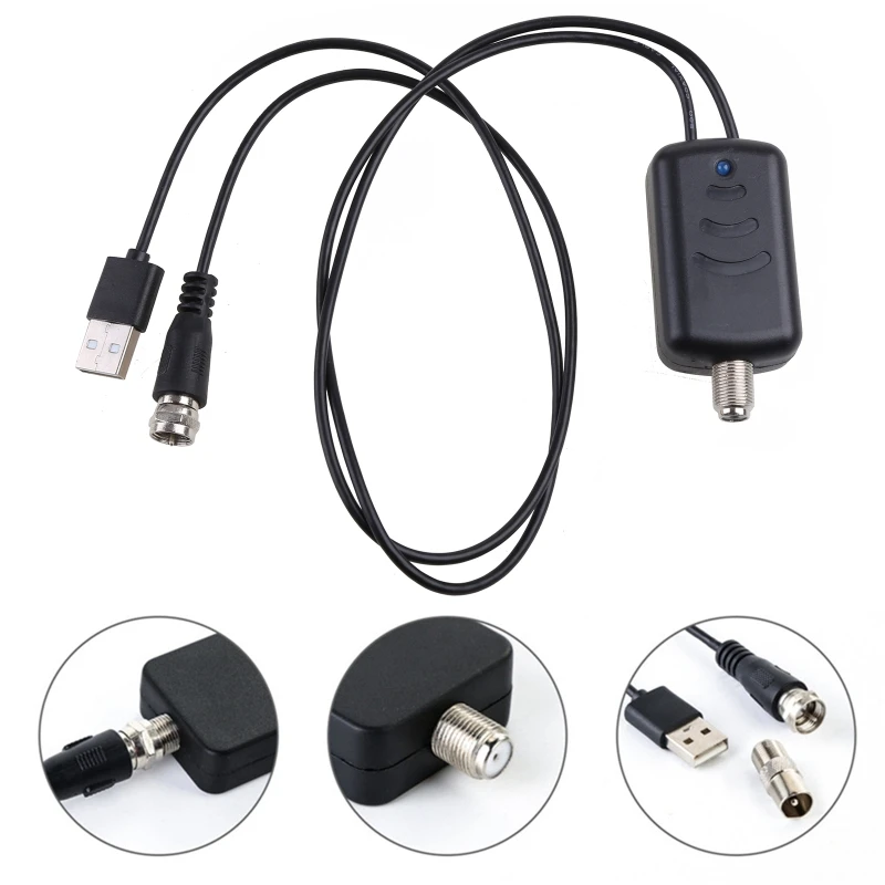 Indoor TV Antenna Amplifier VHF(172-240Mhz) \ UHF(470-860Mhz) Working Frequency F Male Connector USB Power Supply