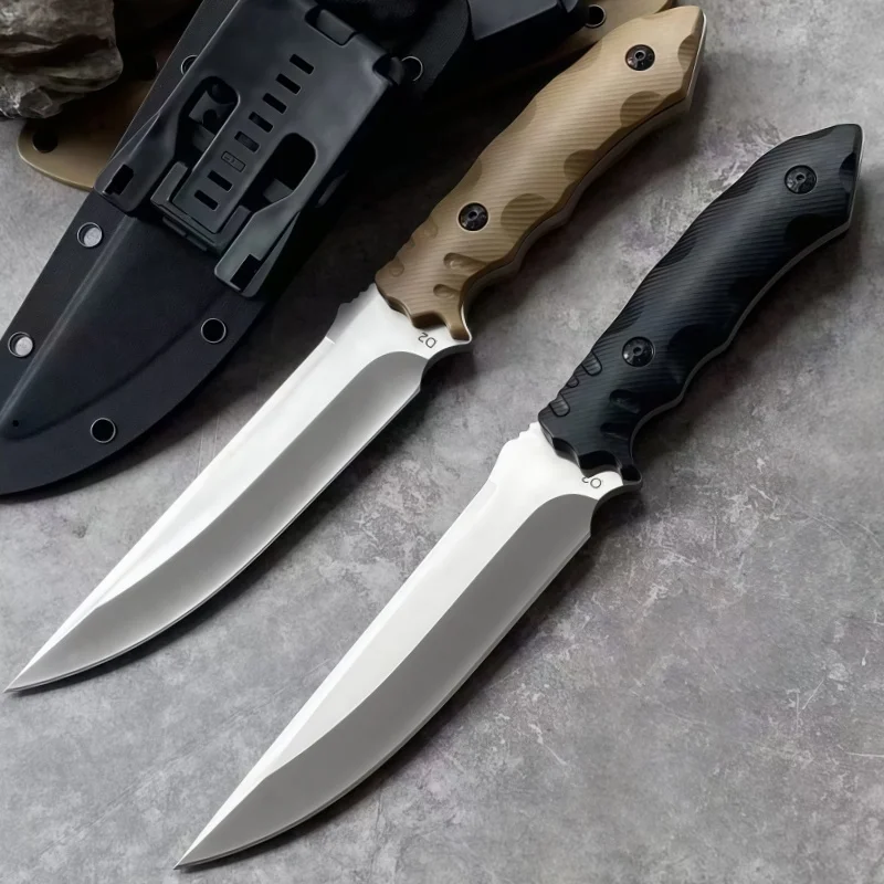 

Тактический охотничий нож D2 с нейлоноволоконными рукоятками, цельнометаллический, высокой твердости, для кемпинга, EDC, портативный инструмент, нож для выживания на природе