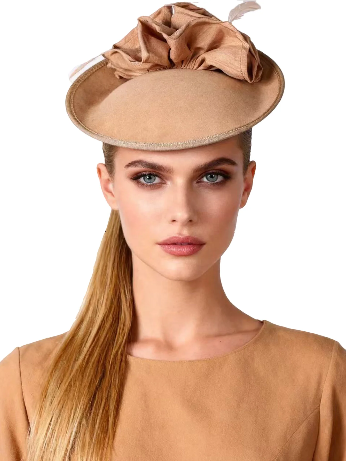 FS 100% Wool Felt British Fascinator Hats For Women Ladies Church Pillbox Hat Black Fedora Tea Party Flower Wedding Derby Hat