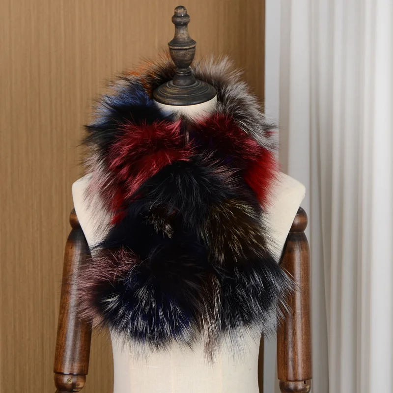 Inverno real cachecol de pele de raposa moda feminina grosso fofo de alta qualidade ao ar livre cachecóis pescoço quente natural xale elástico malha silenciador